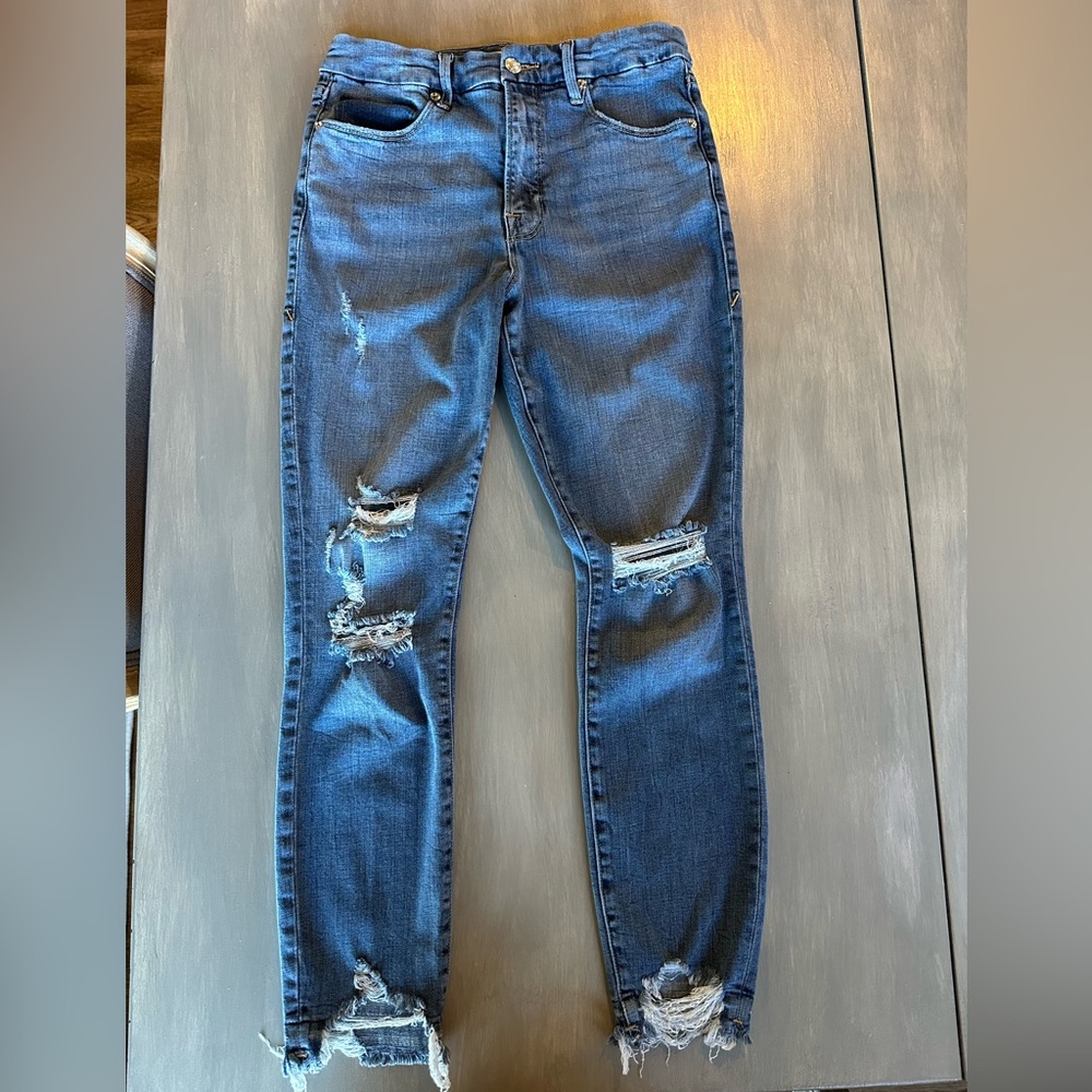 Good American Distressed Blue Skinny Jeans